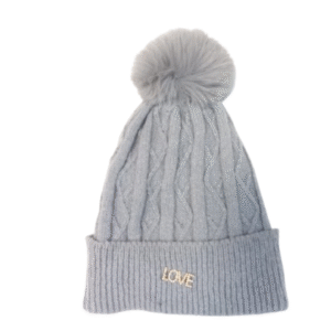 gorro tejido con corderito dentro y pompón