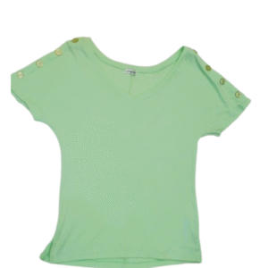 blusa de encaje color verde agua con cuello y puños de satén