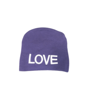 gorro tejido love lila